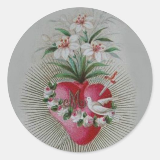 無垢の悲しいハートのヴァージンメアリー ラウンドシール (正面)