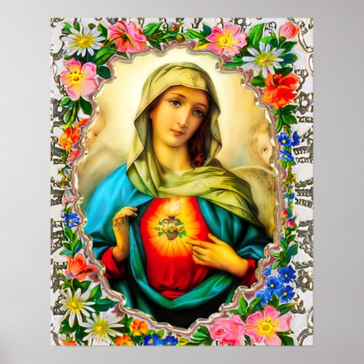 無垢ハートのヴァージンメアリーカトリック聖 ポスター (正面)