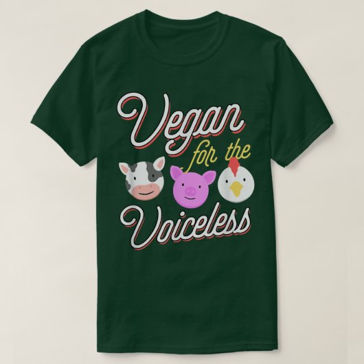 無声のかわいい飼育動物の牛の豚シック用ビーガン Tシャツ (デザイン正面)