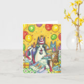 無声スー音のN Fitz猫のハッピーバースデーのメッセージカード カード (黄色い花)