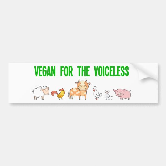 無声可愛い動物のためのビーガン バンパーステッカー (正面)