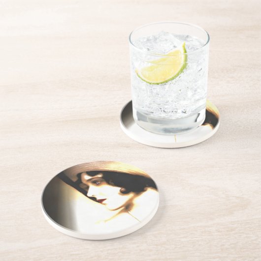 無声映画の星のヴィンテージの20年代のポートレート コースター (側面)