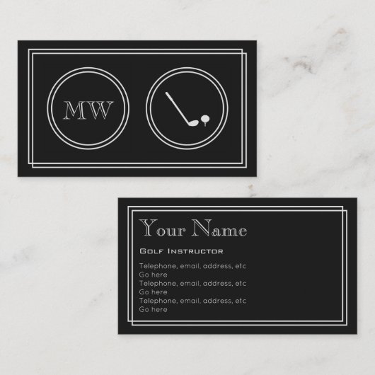 "無声映画"のゴルフインストラクターの名刺 名刺 (正面/裏面)