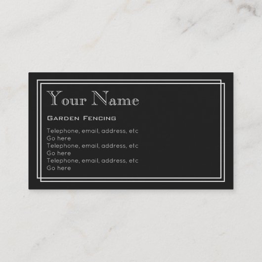 "無声映画"の庭のフェンシングの名刺 名刺 (裏面)