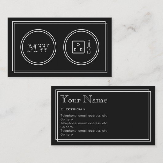"無声映画"の電気技師の名刺 名刺 (正面/裏面)