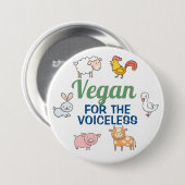 無声白かわいい漫画の動物のためのビーガン 缶バッジ (正面&裏面)