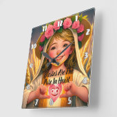 無実の取得:小さな女の子優しく保持H スクエア壁時計 (傾斜)