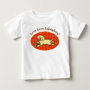 無実の黄色いラブラドールの子犬の漫画 ベビーTシャツ