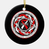 無形成性貧血希望の絡み合ったリボン セラミックオーナメント (正面)