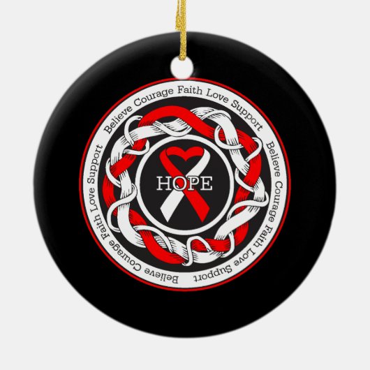 無形成性貧血希望の絡み合ったリボン セラミックオーナメント (裏面)