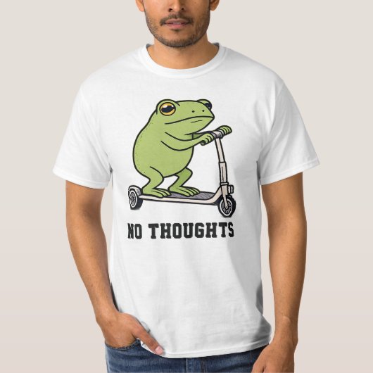 無思考カエルスクーター面白いミーム Tシャツ (正面)