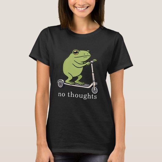 無思考カエルスクーター面白いミーム Tシャツ (正面)