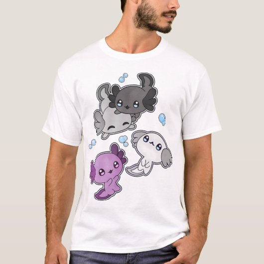 無性アキソロトルLGBT無性性エースプライドフラッグペット Tシャツ (正面)
