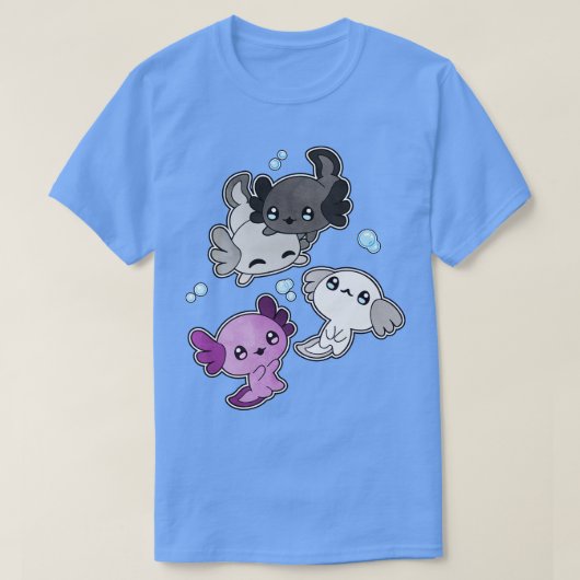 無性アクソロトルLGBTプライド国旗 Tシャツ (デザイン正面)