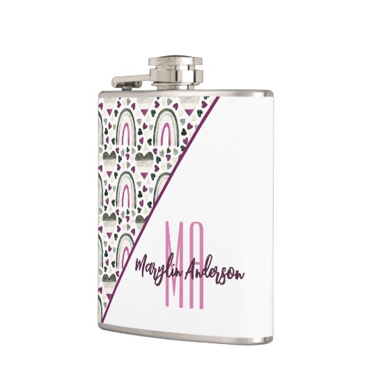 無性ハート&レインブズカスタムモノグラム フラスク (左)