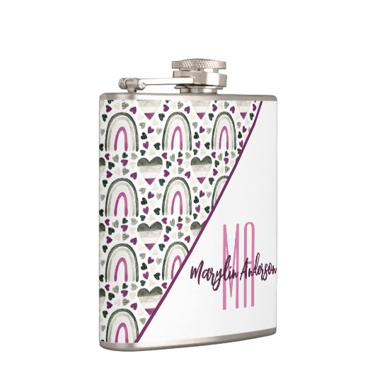 無性ハート&レインブズカスタムモノグラム フラスク (右)
