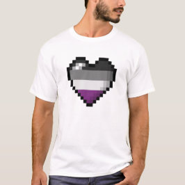 無性プライドフラグの大きいピクセルハートデザイン Tシャツ