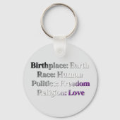 無性プライド – 生誕地：地球。人種：人間 キーホルダー (裏面)