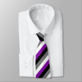 無性プライド、LGBTQプライド、ストライプのプリント ネクタイ (タイ)