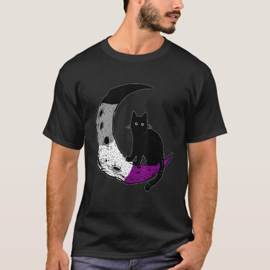 無性ムーン宇宙猫プライド猫アソシアルLgbt猫 Tシャツ (正面)
