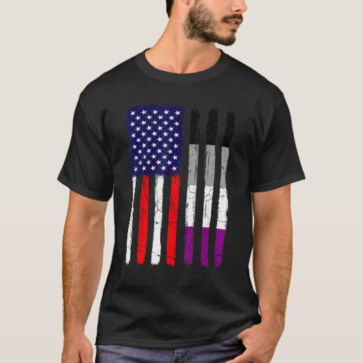 無性共同体国旗Lのアメリカ国旗 Tシャツ (正面)