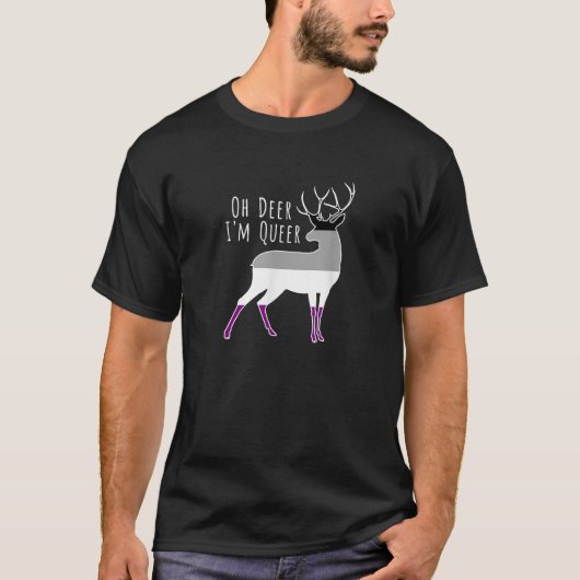 無性国旗Oh Deer I m同性愛者おもしろいLGBTゲイPrid Tシャツ (正面)