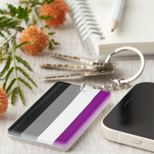無性旗の両面の長方形のkeychain キーホルダー (正面右)
