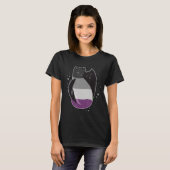 無性猫LGBT無性性的エースプライド国旗インヤン Tシャツ (正面フル)