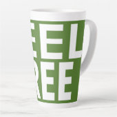 無感じ料プリントノベルティ、緑の背景 カフェラテマグ (右アングル)