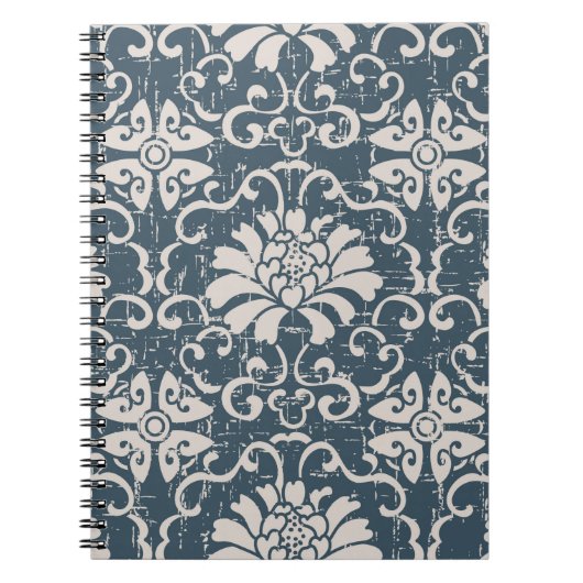 無擦り切れた目のアンティーク系植物スピラ ノートブック (正面)