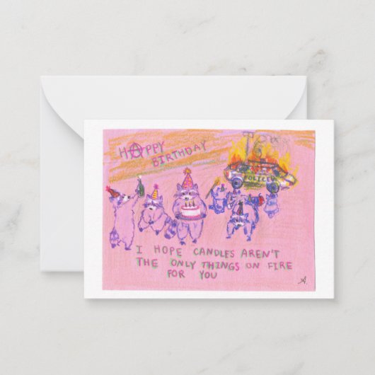 無政府主義者のアライグマ誕生日カード ノートカード (正面)