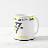 無政府党金ゴールドイエローブラックロゴカップ コーヒーマグカップ (正面右)