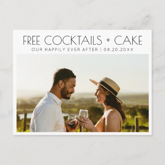 無料おもしろいカクテルケーキ結婚式の日付を保存 案内ポストカード (正面)