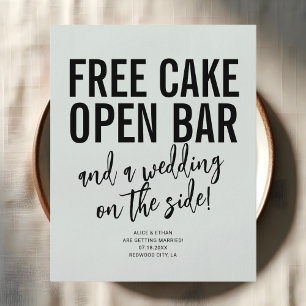 無料おもしろいケーキオープンバー結婚式の日付を保存 チラシ