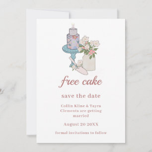 無料おもしろいケーキミニマリスト結婚式RSVP 招待状