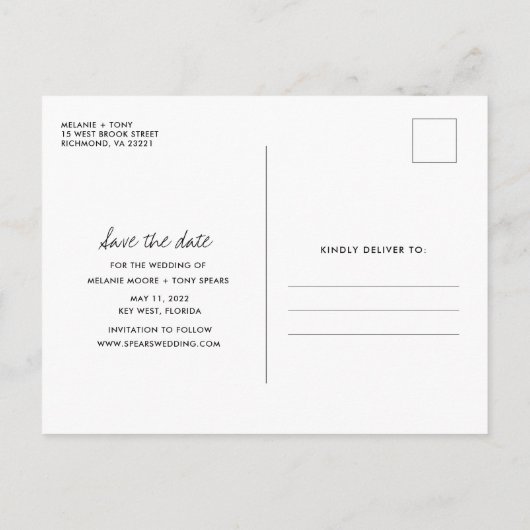 無料おもしろいドリンクビーチ結婚式日程の保存 案内ポストカード (裏面)