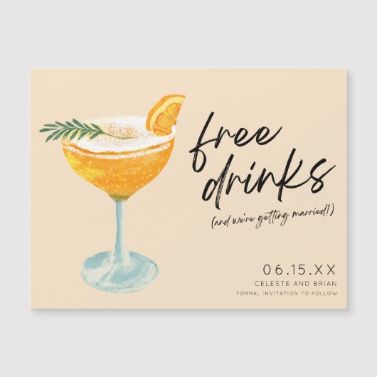 無料おもしろいドリンクユニーク結婚式の日付を保存 (正面)