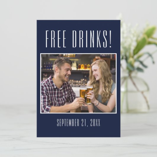 無料おもしろいドリンク写真の結婚式の日付を保存 セーブザデート (スタンド正面)