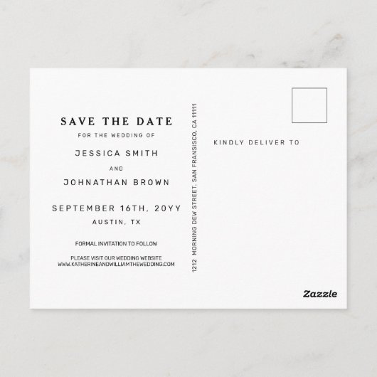 無料おもしろいドリンク写真ウェディング日付を保存 ポストカード (裏面)