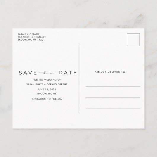 無料おもしろいドリンク写真ウェディング日付を保存 案内ポストカード (裏面)