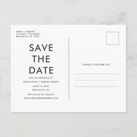 無料おもしろいドリンク写真ウェディング日付を保存 案内ポストカード (裏面)