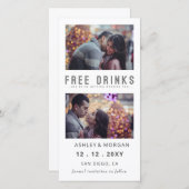 無料おもしろいドリンク写真ウェディング日付を保存 案内状 (正面/裏面)