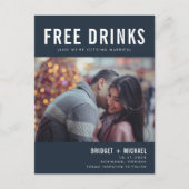 無料おもしろいドリンク写真ネイビー結婚式の日付を保存 案内ポストカード (正面)