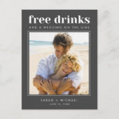 無料おもしろいドリンク結婚の写真日付を保存 案内ポストカード (正面)