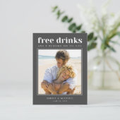 無料おもしろいドリンク結婚の写真日付を保存 案内ポストカード (スタンド正面)
