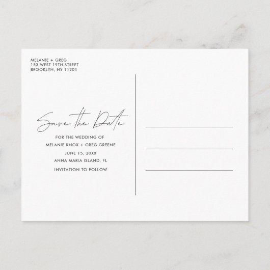 無料おもしろいドリンク結婚の写真日付を保存 案内ポストカード (裏面)