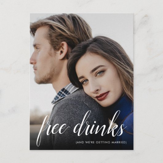 無料おもしろいドリンク結婚の写真日付を保存 案内ポストカード (正面)