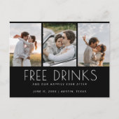 無料おもしろいドリンク3フォトウェディング日付を保存 案内ポストカード (正面)
