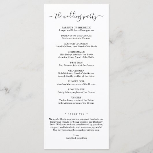 無料おもしろいビールと結婚式 プログラム (裏面)