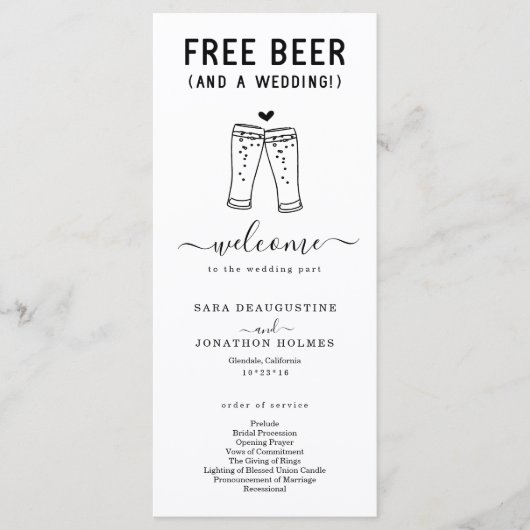 無料おもしろいビールと結婚式 プログラム (正面)